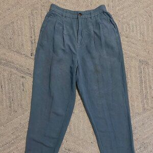 Madewell Size 0 Steel Blue Linen Tailored Trousers (some subtle discoloration on